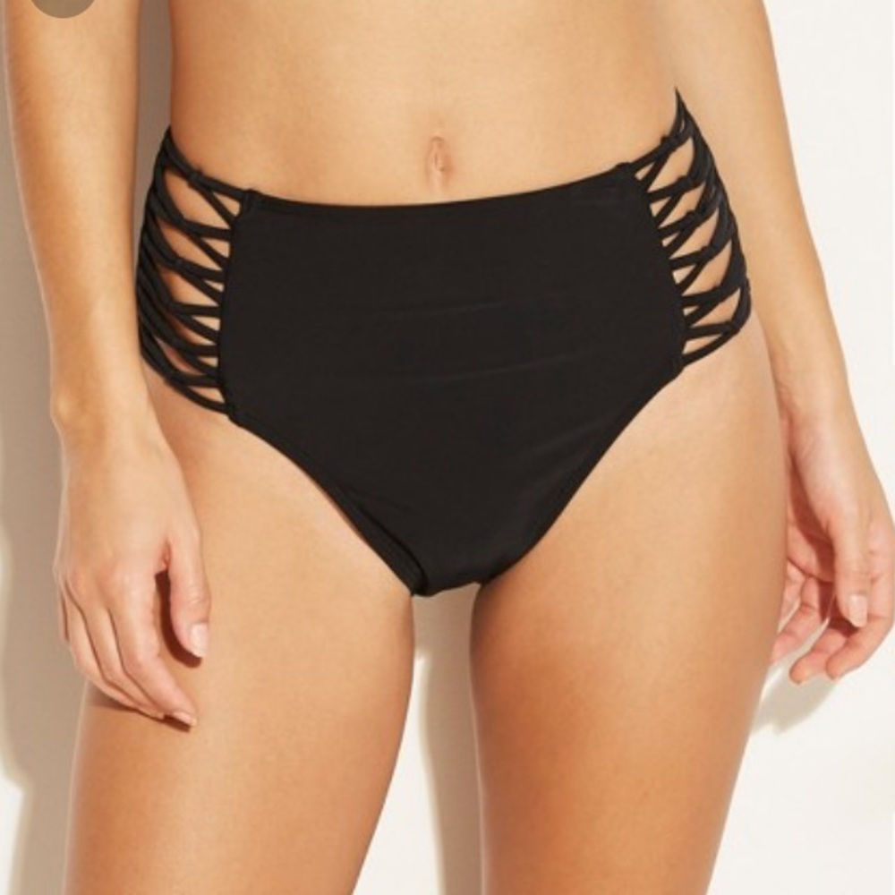 Black High Waisted Cheeky Bikini Bottoms